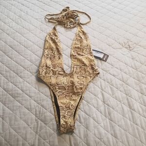 NWT Nasty Gal Snake Plunge Strappy Swimsuit